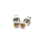 Aretes de citrino en oro blanco 14kt.