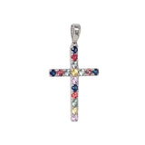 Dije de zafiros multicolor en oro blanco 14kt.