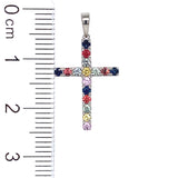 Dije de zafiros multicolor en oro blanco 14kt.