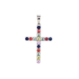 Dije de zafiros multicolor en oro blanco 14kt.