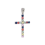 Dije de zafiros multicolor en oro blanco 14kt.