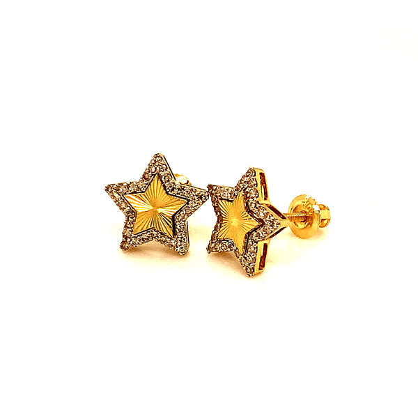 (SOFIA) Aretes (estrella) con diamantes en oro amarillo 10kt.