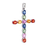 Dije de zafiros multicolor en oro blanco 14kt.