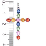 Dije de zafiros multicolor en oro blanco 14kt.