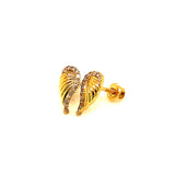 (SOFIA) Aretes (ala) con diamantes en oro amarillo 10kt.