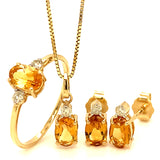 Anillo de citrino con diamantes en oro amarillo 14kt.