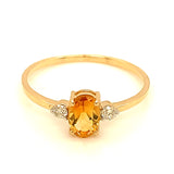 Anillo de citrino con diamantes en oro amarillo 14kt.