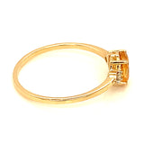 Anillo de citrino con diamantes en oro amarillo 14kt.