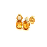 Aretes de citrino con diamantes en oro amarillo 14kt.