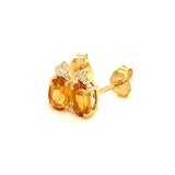 Aretes de citrino con diamantes en oro amarillo 14kt.