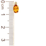 Aretes de citrino con diamantes en oro amarillo 14kt.