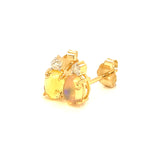 Aretes de ópalo con diamantes en oro amarillo 14kt.
