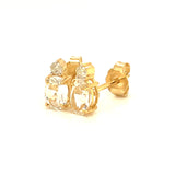 Aretes de topacio blanco con diamantes en oro amarillo 14kt.