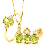 Dije de peridoto con diamantes en oro amarillo 14kt.