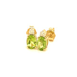 Aretes de peridoto con diamantes en oro amarillo 14kt.