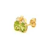 Aretes de peridoto con diamantes en oro amarillo 14kt.