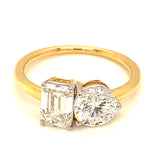 (LD) Anillo con diamantes de laboratorio en oro amarillo 14kt. D-2.14Cts.