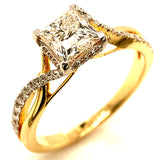 (LD) Anillo con diamantes de laboratorio en oro amarillo 14kt. D-1.32Cts.