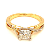 (LD) Anillo con diamantes de laboratorio en oro amarillo 14kt. D-1.32Cts.