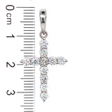 (LD) Dije (cruz) con diamantes en oro blanco 14kt. D-1.03Cts.