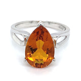 Anillo de cuarzo citrino en plata 925.
