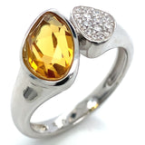 Anillo de cuarzo citrino con circones en plata 925.
