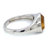 Anillo de cuarzo citrino con circones en plata 925.