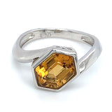 Anillo de cuarzo citrino en plata 925.