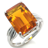Anillo de cuarzo citrino en plata 925.