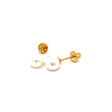 Aretes (perla) para bebés en oro amarillo 18kt.