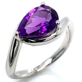 Anillo de cuarzo amatista en plata 925.