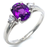 Anillo de cuarzo amatista con circones en plata 925.