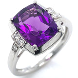 Anillo de amatista con circones en plata 925.