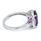 Anillo de amatista con circones en plata 925.