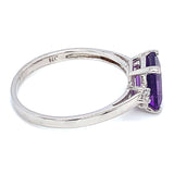 Anillo de amatista con circones en plata 925.