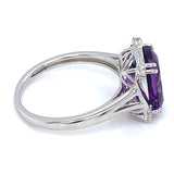 Anillo de amatista con circones en plata 925.