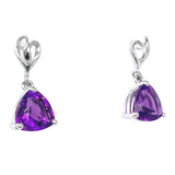 Aretes de cuarzo amatista en plata 925.