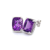 Aretes de cuarzo amatista en plata 925.