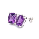 Aretes de cuarzo amatista en plata 925.