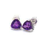 Aretes de cuarzo amatista en plata 925.