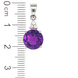Dije de cuarzo amatista con circones en plata 925.