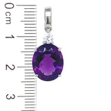 Dije de cuarzo amatista con circones en plata 925.