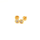 Aretes para bebés con circones en oro amarillo 10kt.