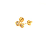 Aretes para bebés con circones en oro amarillo 10kt.