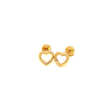 Aretes (corazón) para bebés en oro amarillo 10kt.
