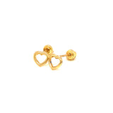 Aretes (corazón) para bebés en oro amarillo 10kt.