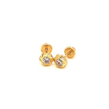 Aretes para bebés con circones en oro amarillo 10kt.