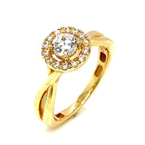 Anillo con circones en oro amarillo 10kt.