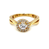 Anillo con circones en oro amarillo 10kt.