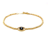 Pulsera (bolitas y ojo turco) en oro amarillo 10kt. 20/20.5cm
